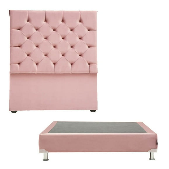 Box Base Cama Matrimonial + Cabecera Capri Palo de Rosa Dicasa Dante