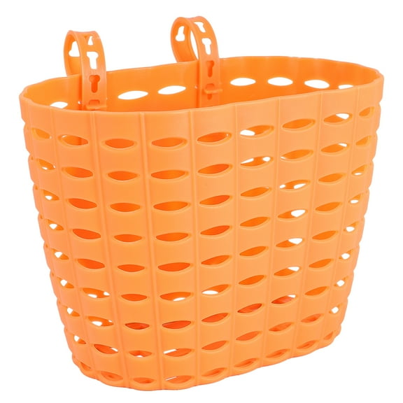 1Pc Children Bike Basket Detachable Plastic Bike Storage Basket for Kids Bike Without Stickers (Orange)