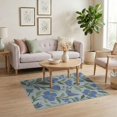 thumbnail image 3 of ODIKA 4'x6' Blue Green Soft Blossom Elegance Washable Area Rug Charming Floral and Leaf Patterns for Modern Homes for Dorm Room, Small Living Stain Resistant Low Profile, Easy Care, 3 of 7