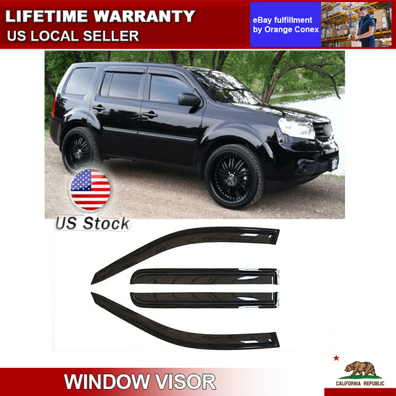 4pcs For Honda Pilot 2009-2015 Window Visor Sun Rain Guards Vent Shade Deflector