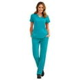 thumbnail image 1 of Maevn Pure Women's 3 Panel V-Nect Top & Relaxed-Fit Elastic Drawstring Cargo Pant Scrub Set, 1 of 5