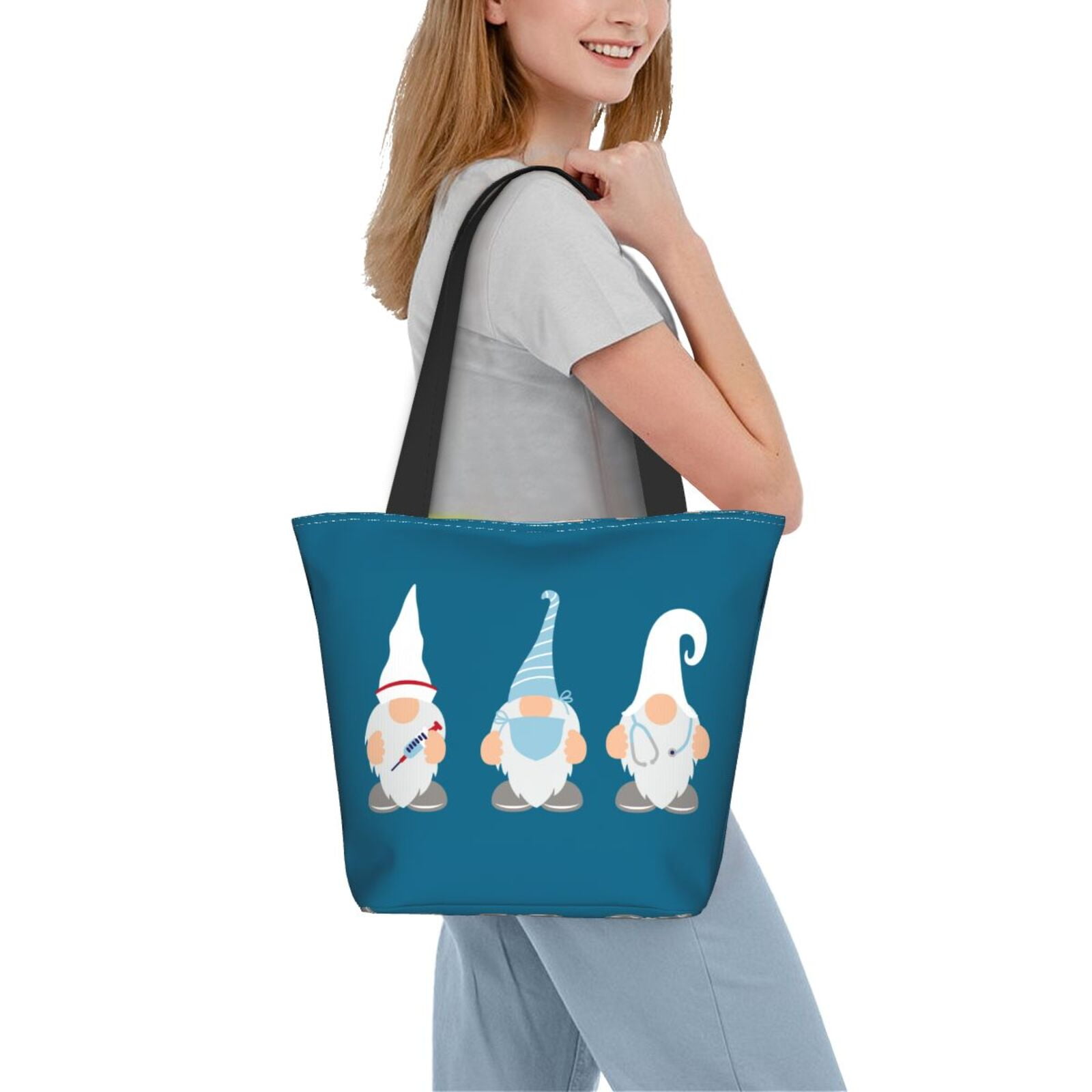 Ratiio Nurse Doctor Gnomes Print Shoulder Bag for Women, Polyester Crossbody Purse Lightweight Handbag for Daily Travel and Casual Use