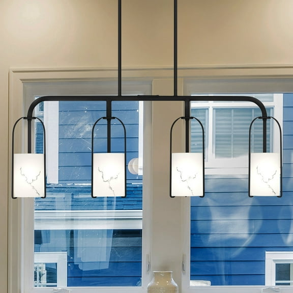 Luxury Mid Century Modern Chandelier, Matte Black, UQL5350