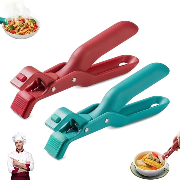 UHIAGREE Hot Plate Gripper Tongs, 2 packs Silicone Anti-Scald Kitchen Clip for Bowls, Pans, Dishes