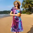 thumbnail image 4 of Easygdp Neon Skull With Milkshake para Vestido Transpirable de Mujer, Vestido Suelto de Manga Corta con Pliegues y Bolsillos para el Verano, 4 of 6