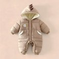 thumbnail image 2 of Baby Girls Boys Long Sleeve Warm Romper Dinosaur Hooded Fleece Lined Jumpsuit Comfortable Snowsuit for Outdoor, 2 of 6