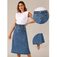 thumbnail image 2 of DARING DIVA Women's High Waisted Flap Pocket A-Line Vintage Denim Maxi Skirt XL Light Blue, 2 of 6