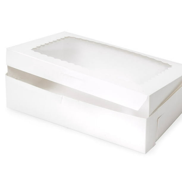 Pack Of 10, 10 X 7 X 2.5" White Window Bakery Box 1Piece Lock Corner