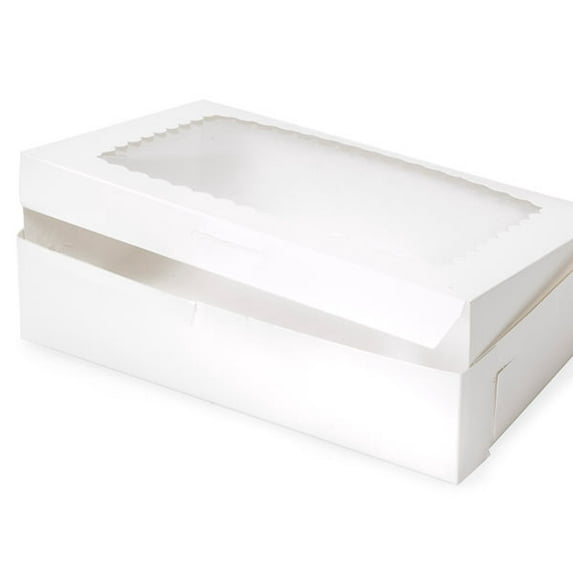 Pack Of 10, 10 X 7 X 2.5" White Window Bakery Box 1-Piece Lock Corner Box For Cakes, Pies, Cupcakes Made In USA