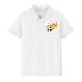 thumbnail image 4 of Ruyang Athletic T Shirts for Boys Girls Cute Soccer Print Solid Baggy Polo Shirts Summer Kids Breathable Sports Short Sleeve ﻿, 4 of 5