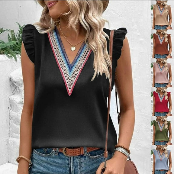 Inverlee Blouses Women Boho Short Sleeve Tops Summer Loose Fit Solid Color Shirts Breathable Work Tunic Top Summer Fashion