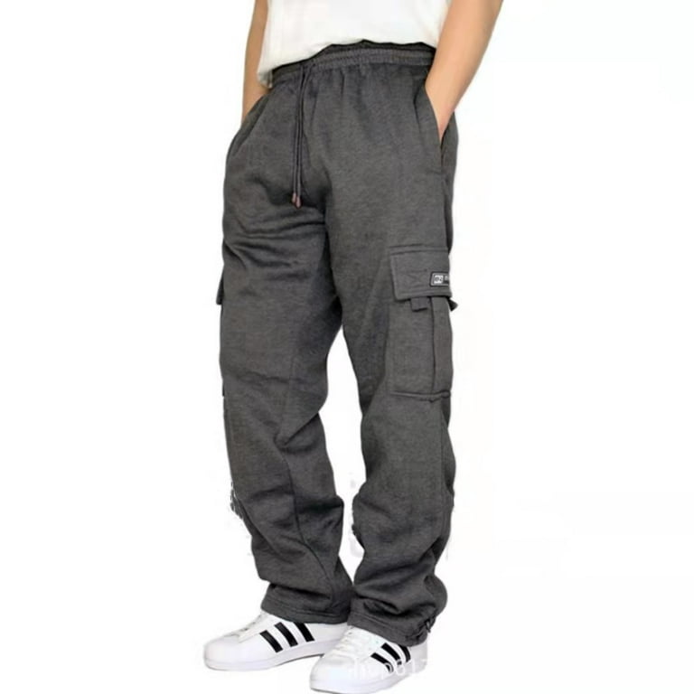 Sunisery Men's Fleece Cargo Jogger Athletic Pants Heavyweight Outdoor Relaxed  Fit Sweatpants 
