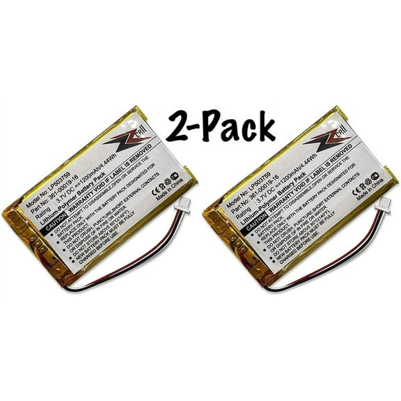 2-Pack ZZcell Battery for Garmin 361-00019-16, 361-00019-12, Garmin Nuvi 1300, 1340T Pro, 1350, 1350T, 1370, 1370T, 1375T, 1390, 1390T, 1490 2