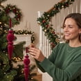 thumbnail image 6 of Wine Red Large Christmas Ornaments 6 Pack 17cm Irregular Flocked Tree Hanging Decor, Holiday Party Supplies, 6 of 6