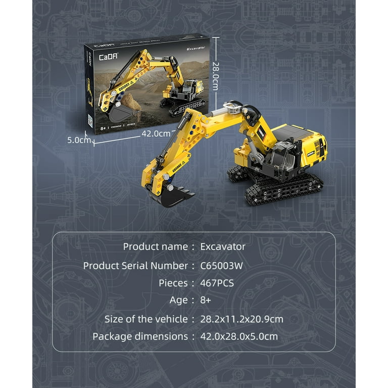 CaDA® Construction Blocks Heavy Duty Excavator Building Set for
