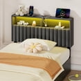 thumbnail image 1 of Greenstell Tête de Lit de Rangement Ajustable Format Simple Seulement - Tête de Lit Moderne Rembourrée avec Lumières DEL, Station de Recharge et Rembourrage Doux, Gris Foncé, 1 of 8