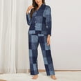 thumbnail image 3 of Disketp Pajamas Set Long Sleeve Sleepwear Womens Button Down Nightwear Pj Sets-Blue Gingham Buffalo Check, 3 of 9