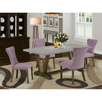 East West Furniture 5-Piece Modern Dining Table Set Included 4 Modern Dining chairs Upholstered Seat and High Button Tufted Chair Back and Rectangular Table with Cement Color dining table Top -...