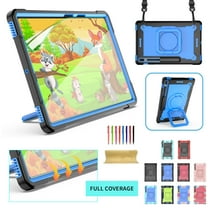 Kids Case for Samsung Galaxy Tab S8 Plus 2022/S7 FE 2021/S7 Plus 2020 12.4 inch Tablet with Screen Protector Film, Dteck 360 Degree Swivel Handle Grip Stand Rugged Shockproof Case,Black/Blue