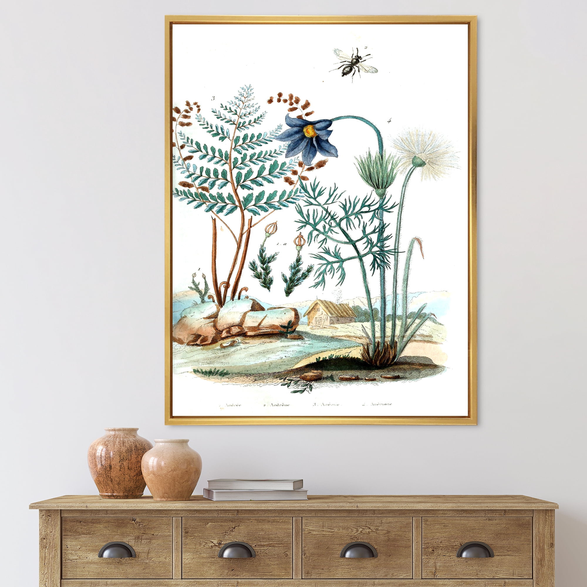 Designart 'Ancient Ancient Countryside Animals' Farmhouse Framed Canvas Wall Art Print