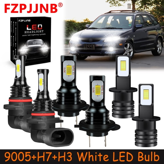FZPJJNB for Mazda Protege5 2002-2003 White Led Headlights Bulb High Low Beam Fog Light,9005 H7 H3,HKB,C04