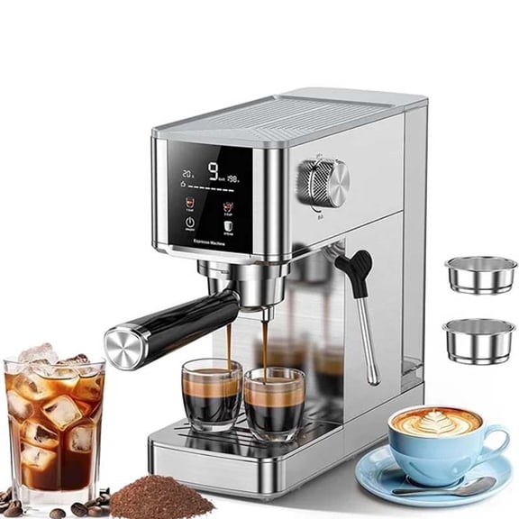 Auseo 20 Bar Espresso Machine with Milk Frother Steam Wand &Color Touchscreen ,1.4L Removable Water Tank， Professional Coffee Maker for Latte & Cappuccino