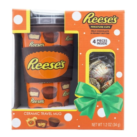 Hershey's Reese's Ceramic Travel Mug with Reese's Miniature Cups, 1.2 oz