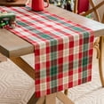 thumbnail image 2 of Red Gold Plaid Christmas Table Runner, Winter Holiday Table Runners 108 inches Long, Xmas Decorations Indoor Outdoor Farmhouse Home Kitchen Dining Party Decor, 2 of 7