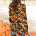 thumbnail image 3 of WTOBBY Women's Halloween Bat Pumpkin Print Cardigan Jacket Fashion Casual Long Sleeve Mid-Length Cover Up Top Lightweight Open Front Outerwear,Fluorescent Green S, 3 of 4