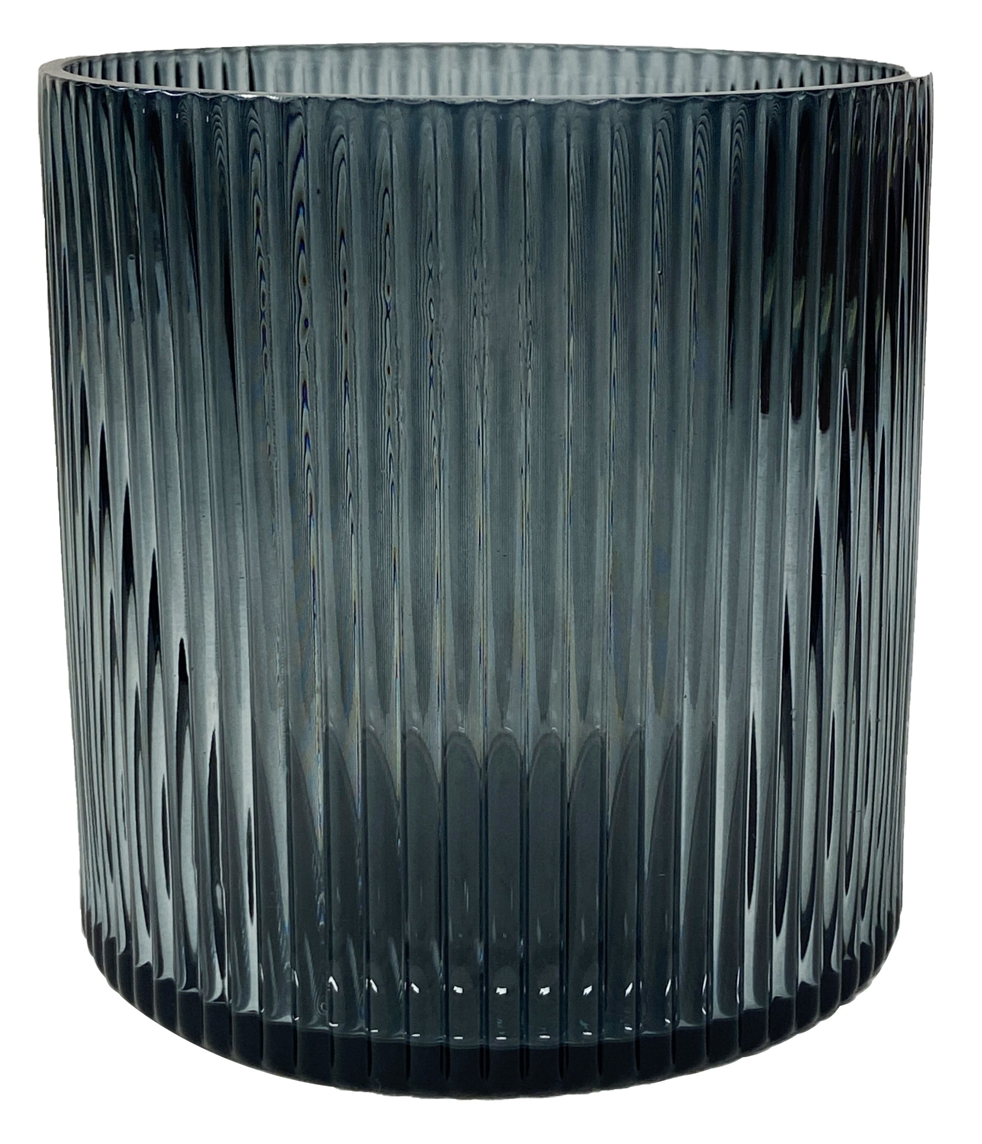 (4 pack) Better Homes & Gardens Smoke Glass Ribbed Hurricane Candleholder, Medium