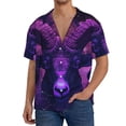 thumbnail image 3 of Fotbe Purple Starry Sky Antelope print Short Sleeve Button Down Shirts for Men Casual Summer Beach Wrinkle Free Shirt-Large, 3 of 7