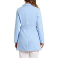 thumbnail image 4 of INSPIRE CHIC Women's Notch Lapel Double Breasted Belted Mid Length Trenchcoat S Light Blue, 4 of 9