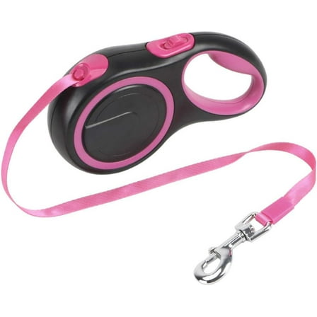 5m Retractable Dog Leash, Leather, ABS, Pink