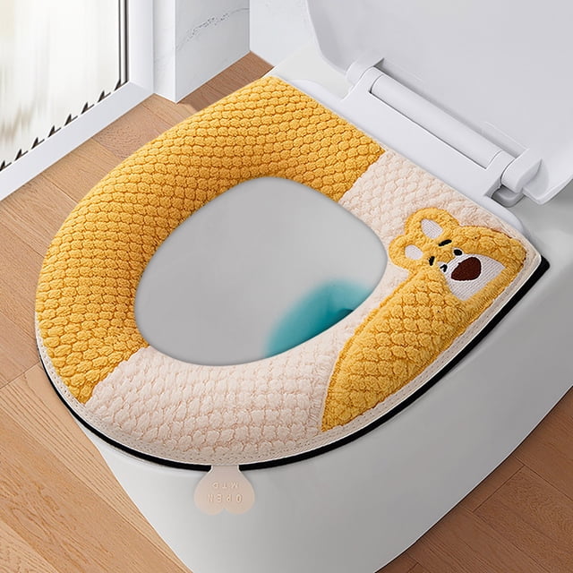 Xihbxyly Cojín para Asiento de Inodoro, Diseño de Ositos Adorables, Material Suave con Tiras Adhesivas, Asa Cómoda para Un Uso Fácil, Perfecto para El Hogar o La Oficina, Se Adapta a La Mayoría de Lo