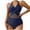 Navy, variant on Youyipin One Piece Swimsuit Women Tummy Control V Neck Cutout High Waisted Bathing Suit Sexy Halter Swimwear Swim Suits For Women 2025