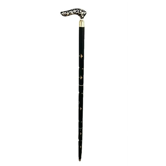 Brass Handle Vintage Designer Antique Wooden Walking Stick Cane Victorian Gift.