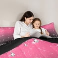 thumbnail image 5 of Feelyou Fashion Pink Diamond Bedding Comforter Set, Bling Stars Print Twin Comforter Sets, Teens Kids Women Girls Reversible Bedding Set, Breathable Home Decor, 2 Pieces, 5 of 8