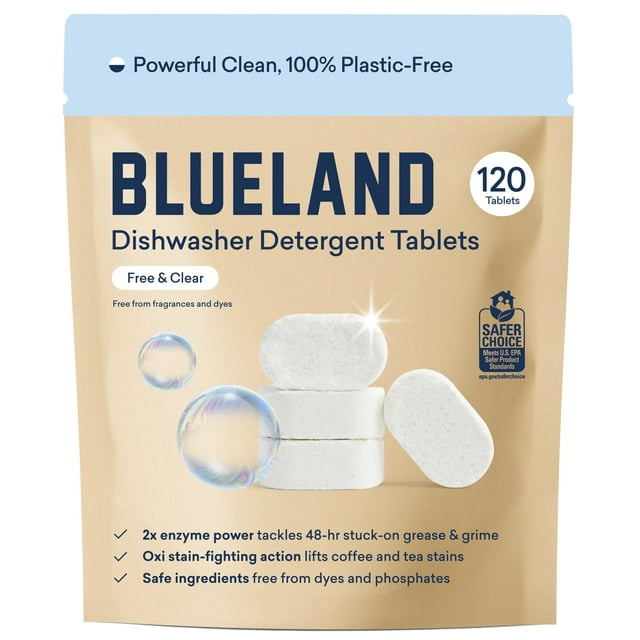 Blueland Detergente Para Lavavajillas En Tabletas Sin Plástico, 120 Unidades, Sin Perfume