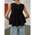 thumbnail image 5 of Womens Summer Pleated Peplum Sleeveless Blouse Tank Tops Round Neck Y2K Babydoll Blouse Shirt Black XL, 5 of 7