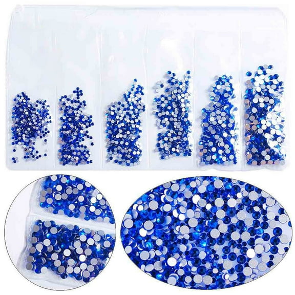 LEHOZIHEQ Crystals Rhinestones, AB Clear Flat Back Round Gems, Flatback Glass Crystals Mixed Size Crystals Gems for Crafts Nail Clothes Shoes Makeup Bags Decor, 6 Sizes