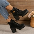 thumbnail image 5 of Wowcloth Women's Chunky Heel Boots – Stylish Mid-Calf Design with Comfortable for Casual Outfits & Autumn Winter Fashion, 5 of 9