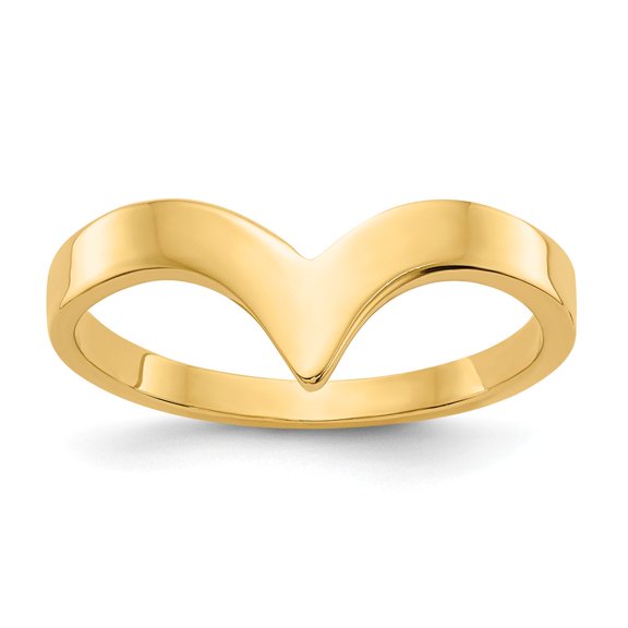 14K Yellow Gold Ring Band Themed Polished Chevron, Size 5