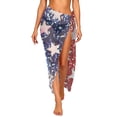 thumbnail image 2 of PWPSG Women’s High Slit Wrap Sarong Skirt, Side Knot Sparkle Star Print Light Mesh Fabric, Convertible Swim Outer for Island Trips Multicolor Free Size, 2 of 4