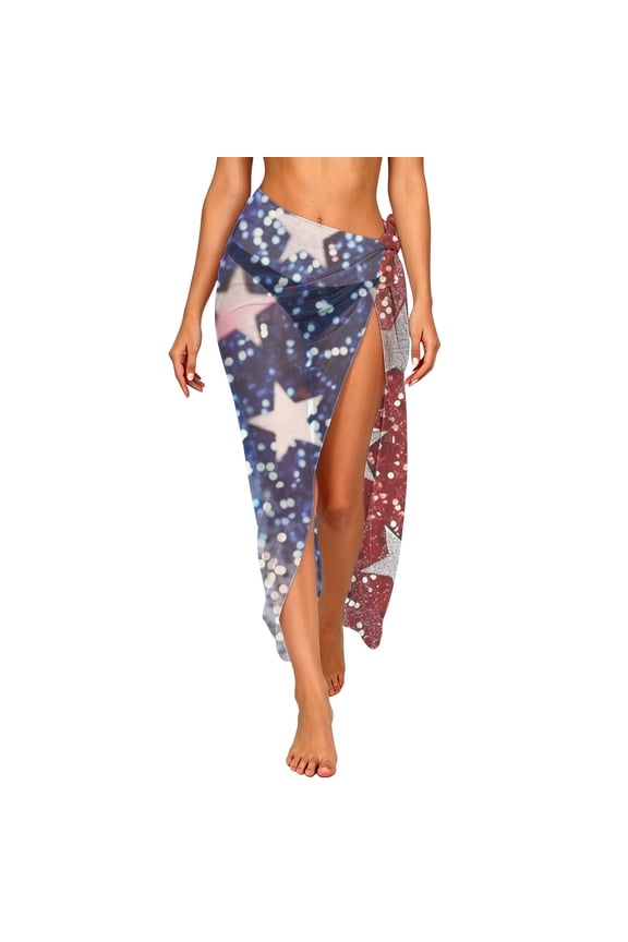 Women Sarong Swimsuit Coverups Chiffon Long Bikini Wrap Dress Sheer Beach Towel Shawl Bathing Suit Cover Up (Free Size, Multicolor)