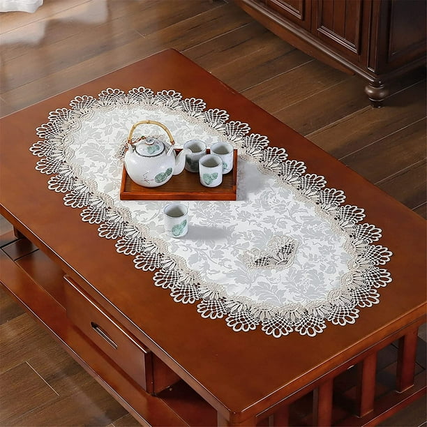 Oval Lace Embroidery Small Tablecloth Lovely Dresser Scarf Table