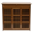 thumbnail image 5 of 3-Tier Natural Bamboo[SLIPPER STORAGE SHELF] Shutter Door Shoe Cabinet w/Glove, 5 of 17