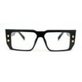 thumbnail image 2 of Rectangular Mobster Flat Top Clear Lens Retro Fashion Eyeglasses Shiny Black, 2 of 4