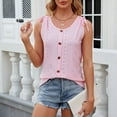 thumbnail image 2 of VSSSJ Tank Tops for Women Button Down Casual Eyelet Solid Color Loose Sleeveless Shirts Tops Loose Drawstring Lace-Up Round Neck Comfy Breathable Vest Pink01 M, 2 of 9