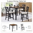 thumbnail image 2 of GZXS 5-Piece Counter Height Bar Table with Space-Saving Design, Square Kitchen Table and Upholstered Chairs Set with Footrest, Solid Wood Legs, Farmhouse Dinette Set for 4, Black+Oak (Cross Back), 2 of 9