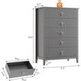 thumbnail image 2 of EastVita Fluted Dresser for Bedroom 43 Tall Storage Organizer Cabinet Living Room Hallway Entryway Grey, 2 of 7
